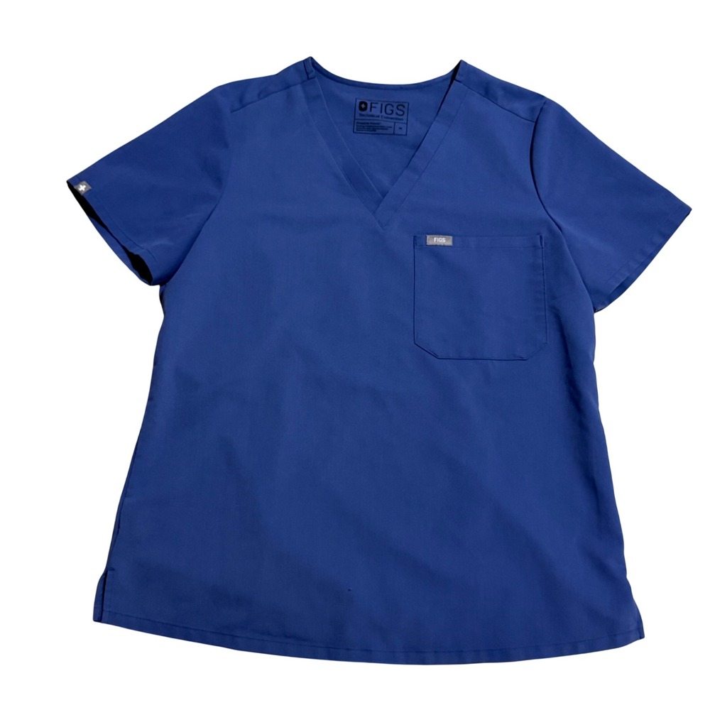 FIGS "Big Sky" Limited Ed Casma V-Neck Scrub Top Blue Womens Medium Nurse Workwr